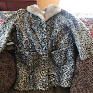 Vintage Persian Lamb coat with mink fur collar.